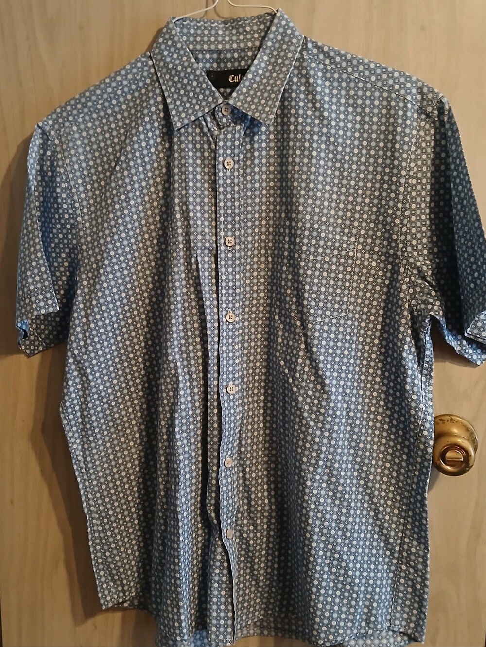 Cultura International Men's Short-Sleeve Printed Button-Down Shirt — Blue